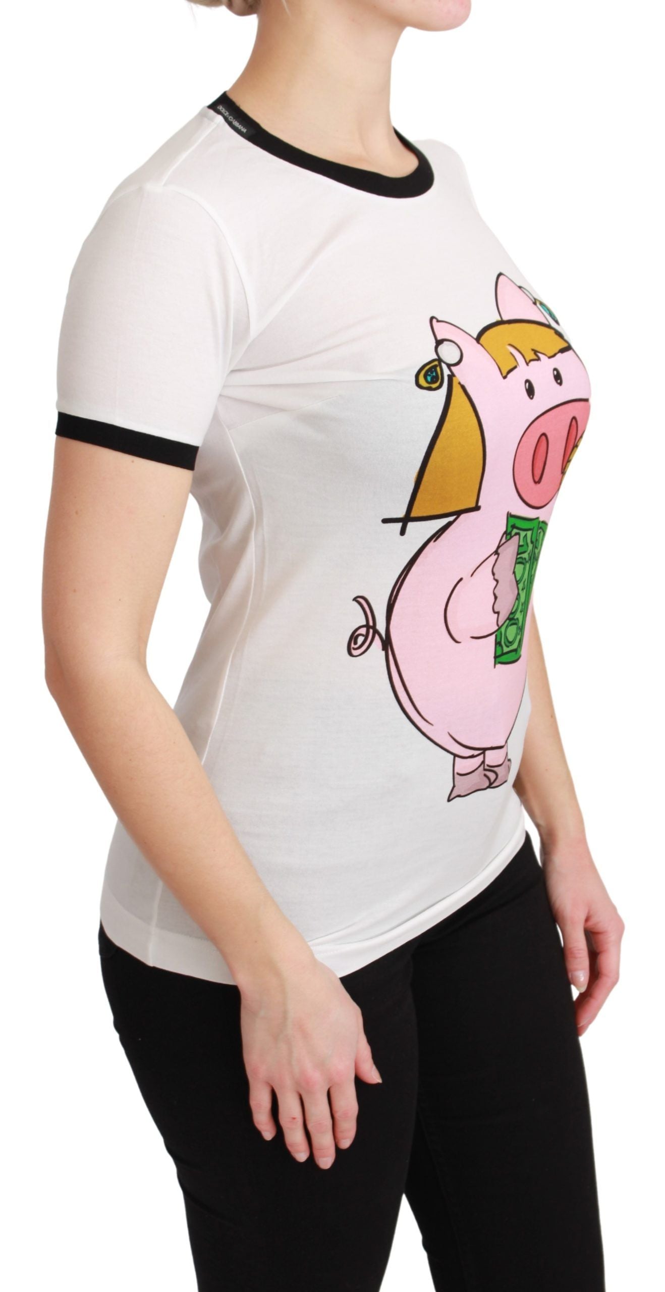 T-shirt Dolce & Gabbana bianca ANNO DEL MAIALE in cotone
