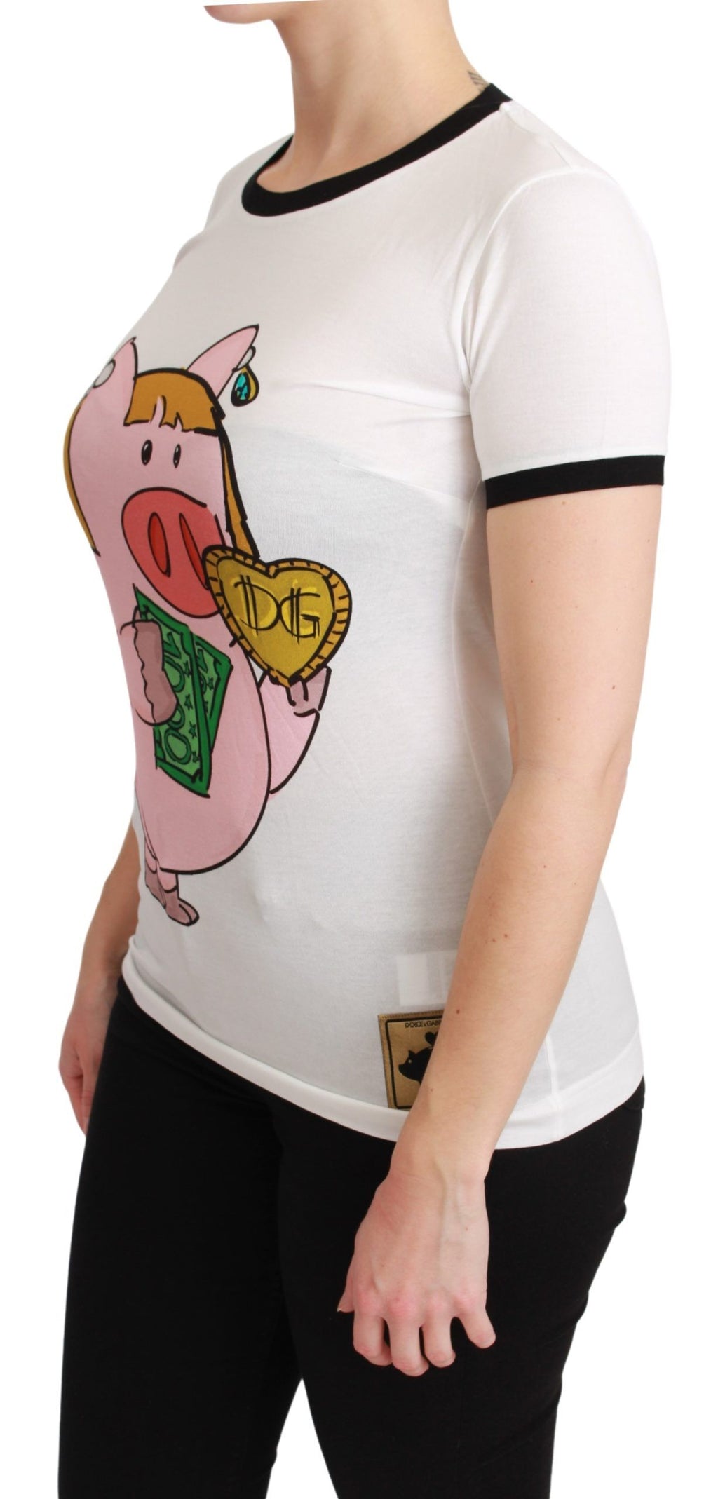 T-shirt Dolce & Gabbana bianca ANNO DEL MAIALE in cotone