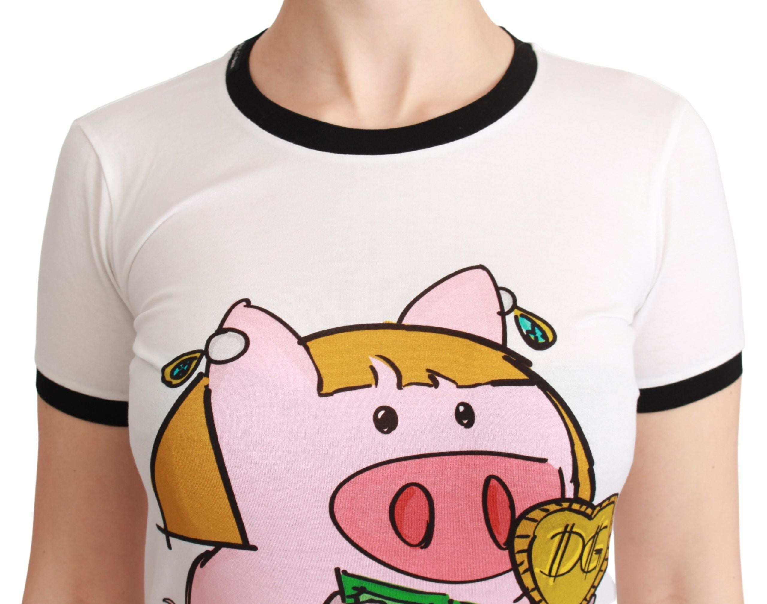 T-shirt Dolce & Gabbana bianca ANNO DEL MAIALE in cotone