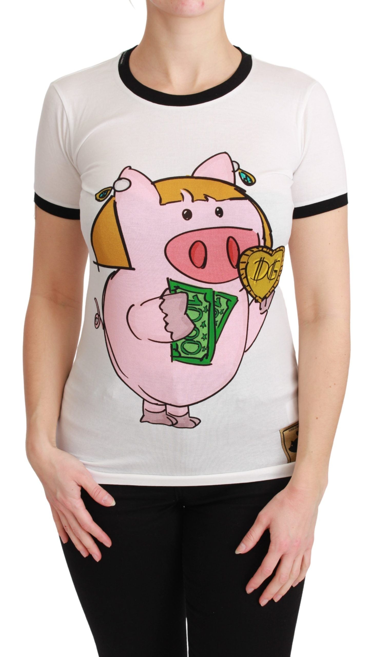 T-shirt Dolce & Gabbana bianca ANNO DEL MAIALE in cotone