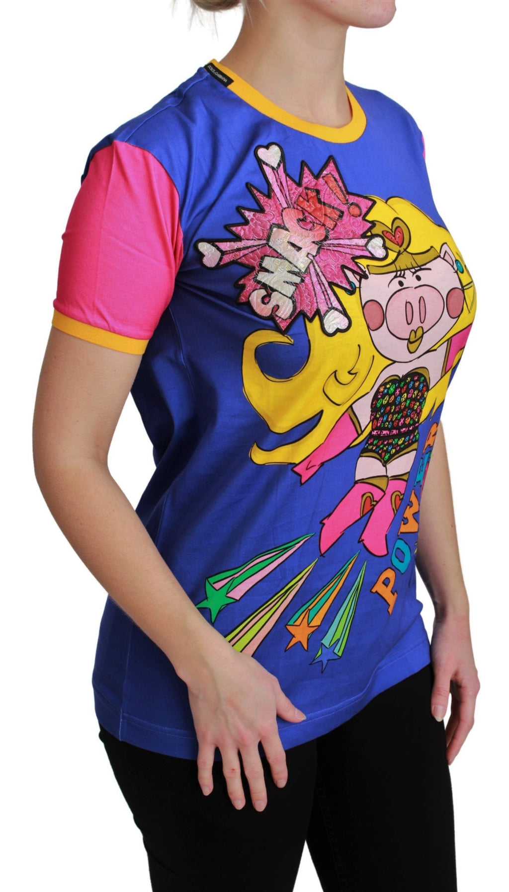 Dolce & Gabbana T-shirt in cotone viola PIG SUPERGIRL