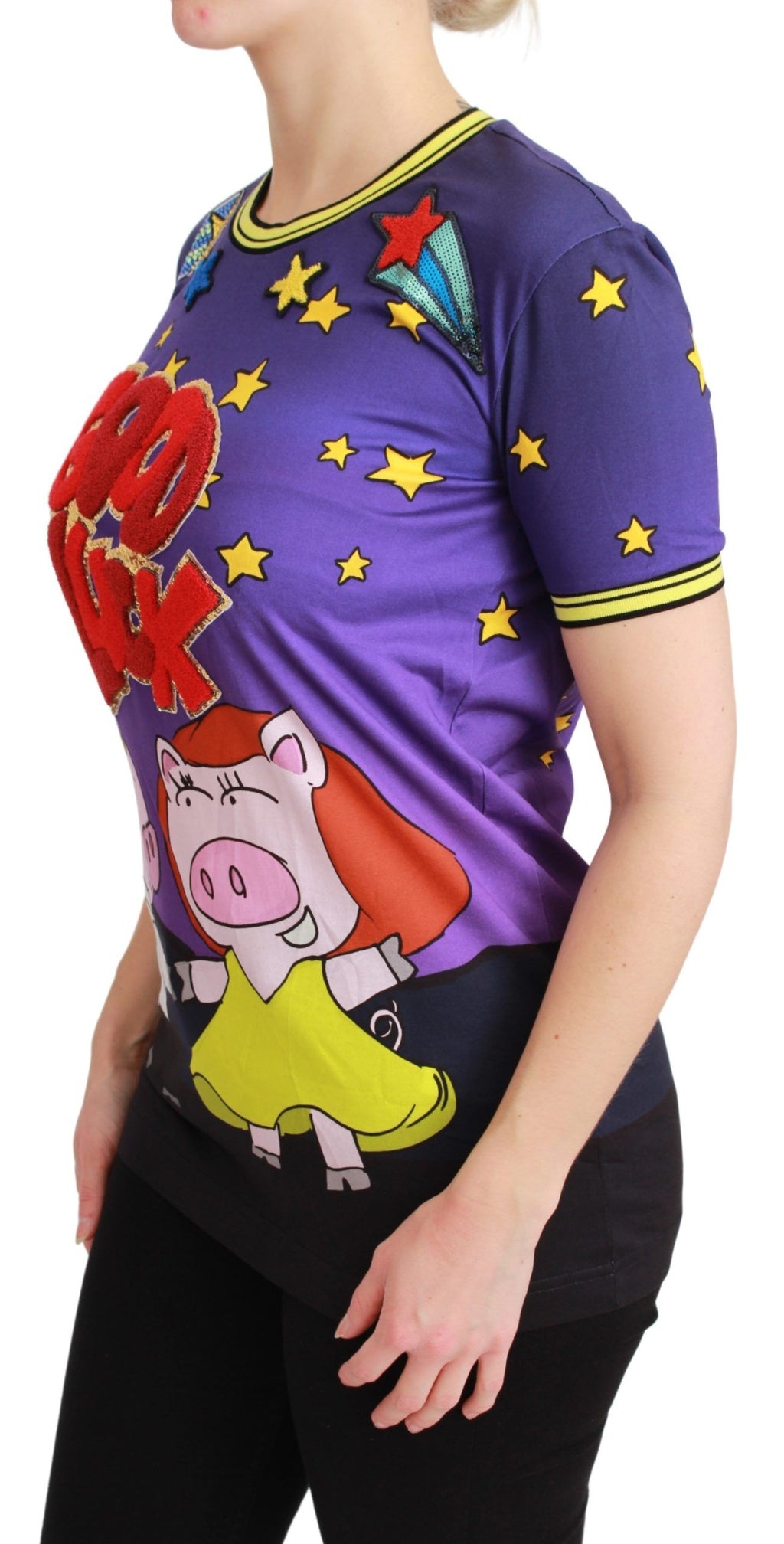 Dolce & Gabbana T-shirt viola Anno del Maiale in cotone