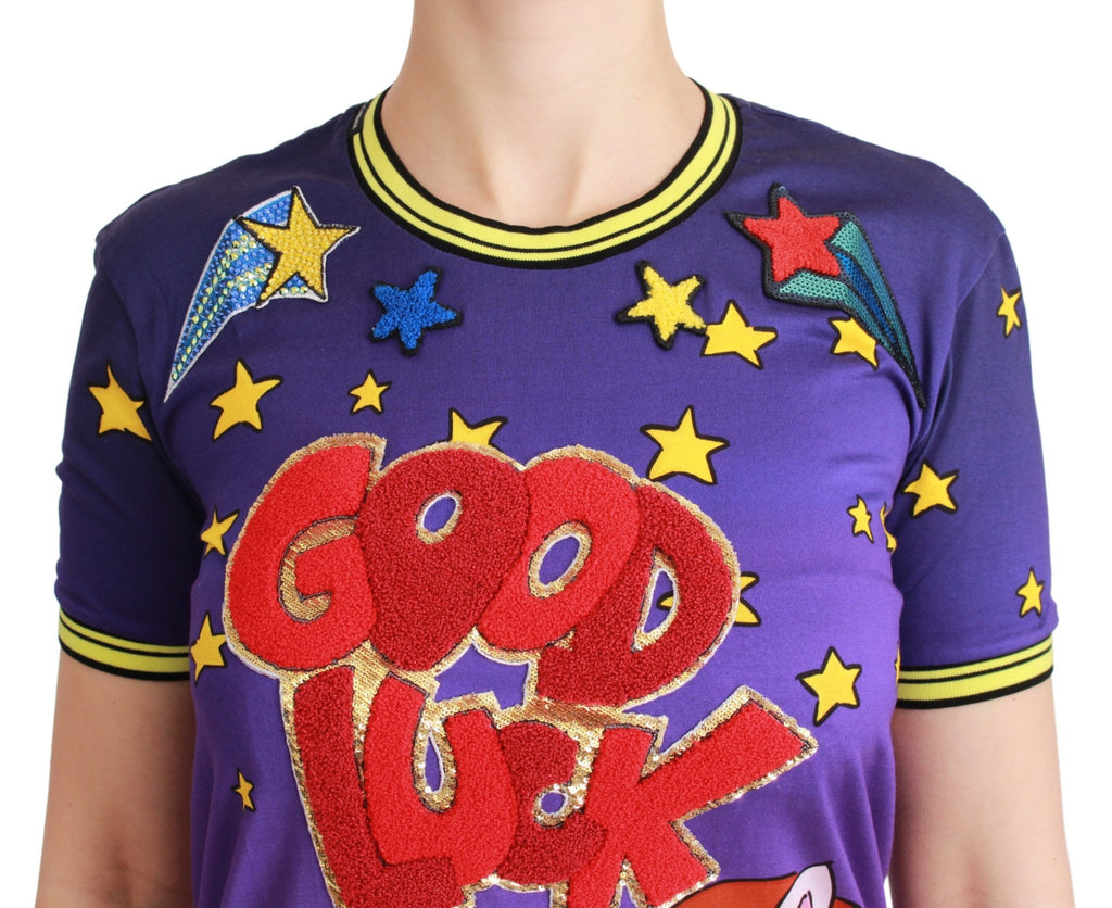 Dolce & Gabbana T-shirt viola Anno del Maiale in cotone