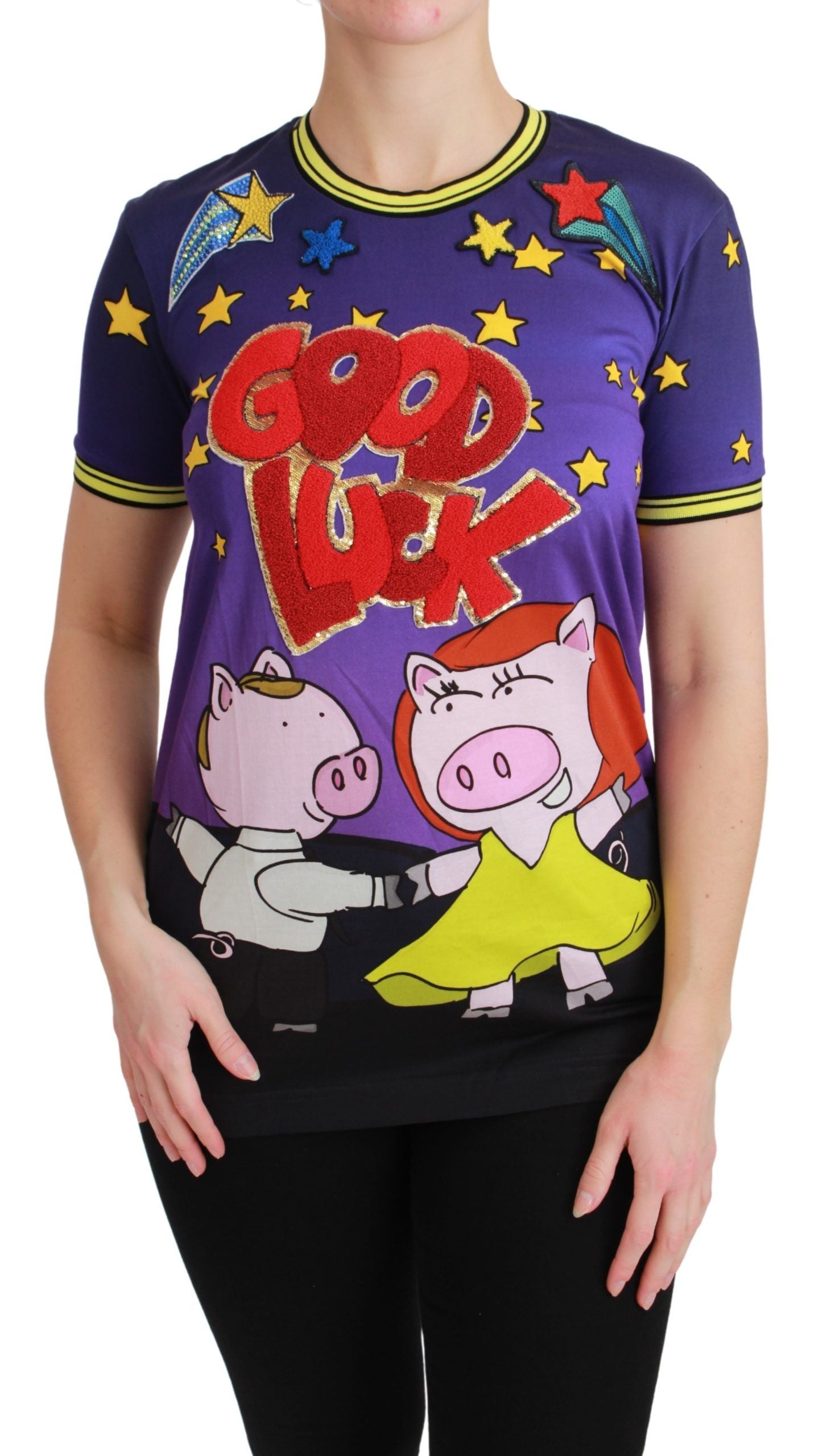 Dolce & Gabbana T-shirt viola Anno del Maiale in cotone