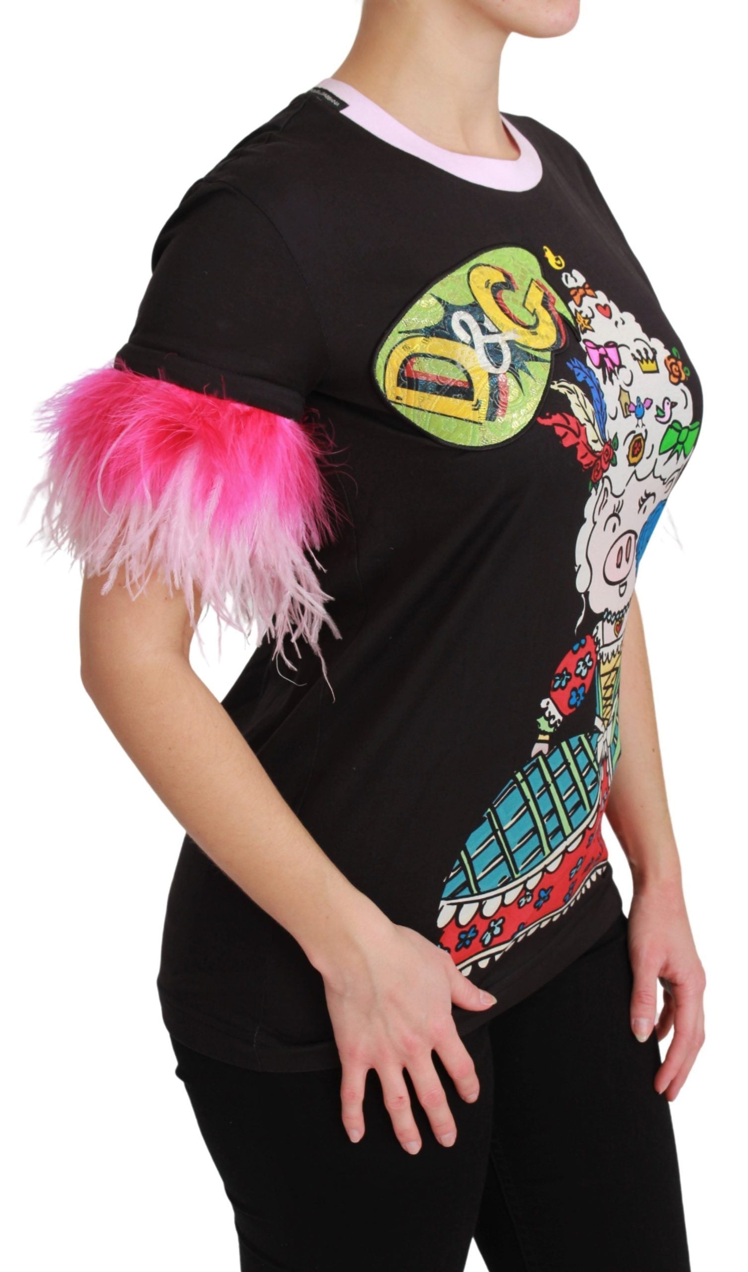 Dolce & Gabbana T-shirt in cotone nera ANNO DEL MAIALE