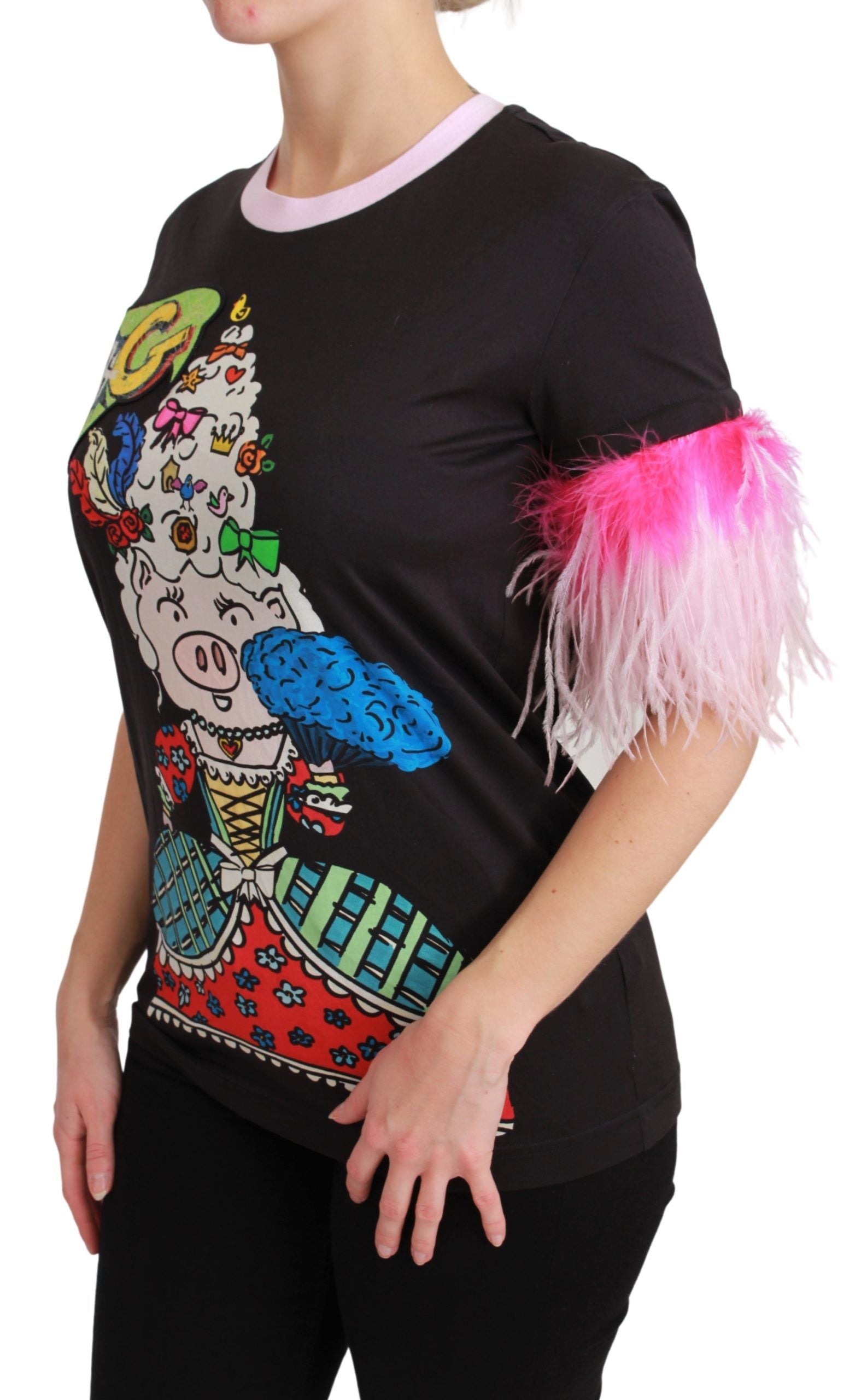 Dolce & Gabbana T-shirt in cotone nera ANNO DEL MAIALE