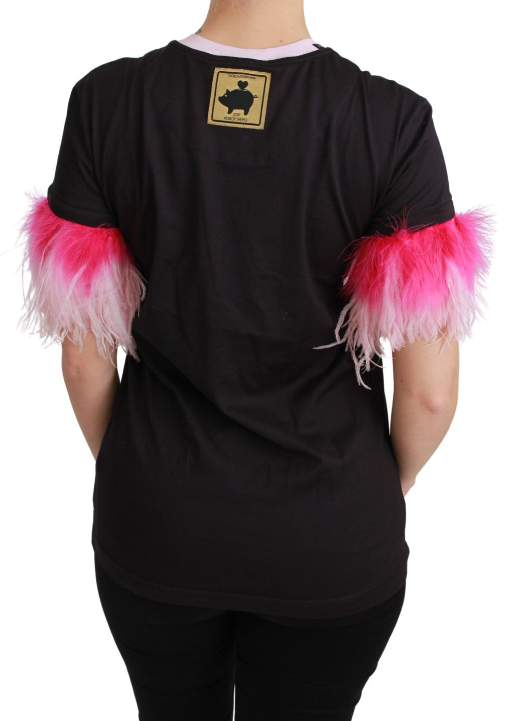 Dolce & Gabbana T-shirt in cotone nera ANNO DEL MAIALE