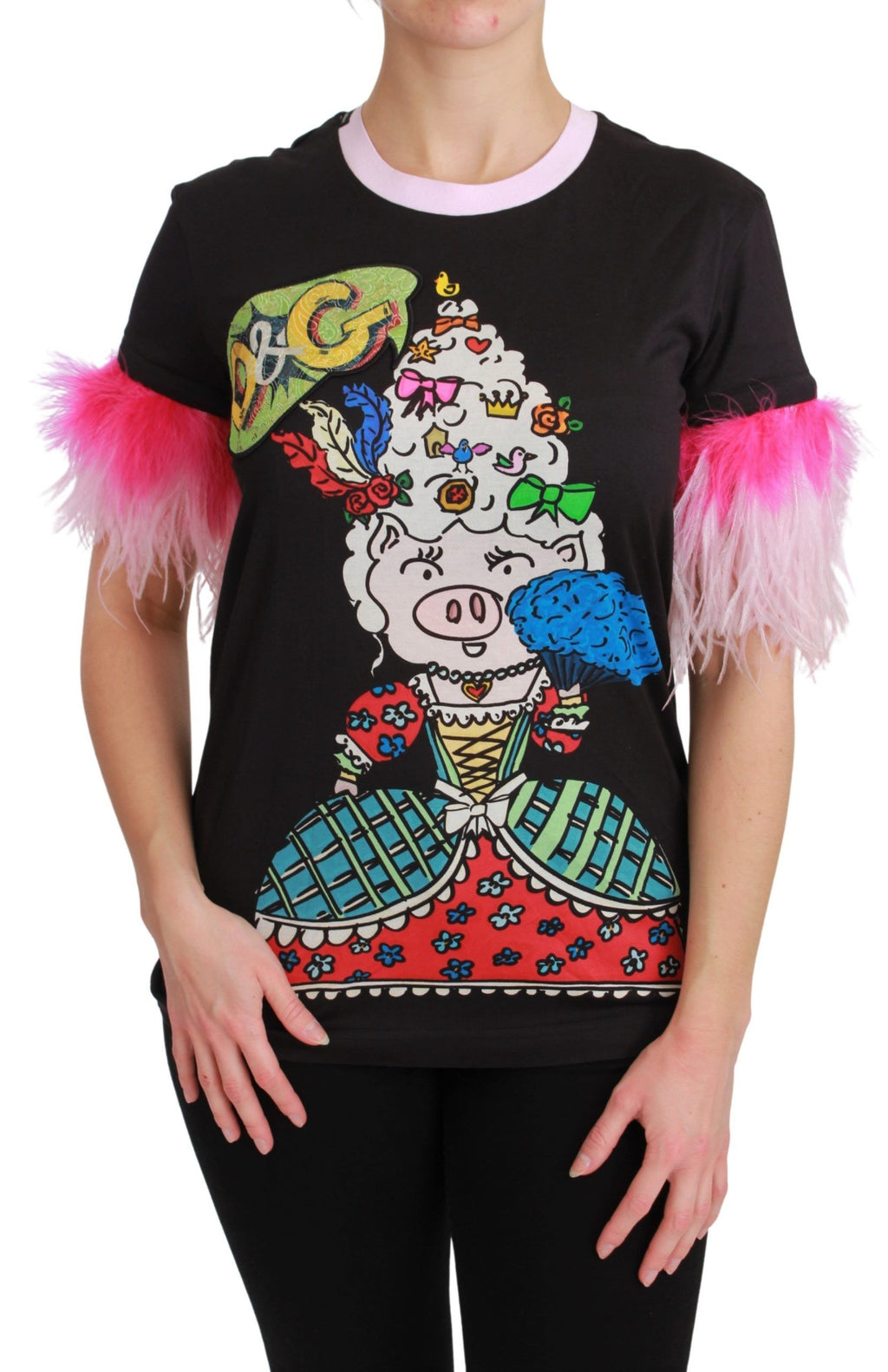 Dolce & Gabbana T-shirt in cotone nera ANNO DEL MAIALE