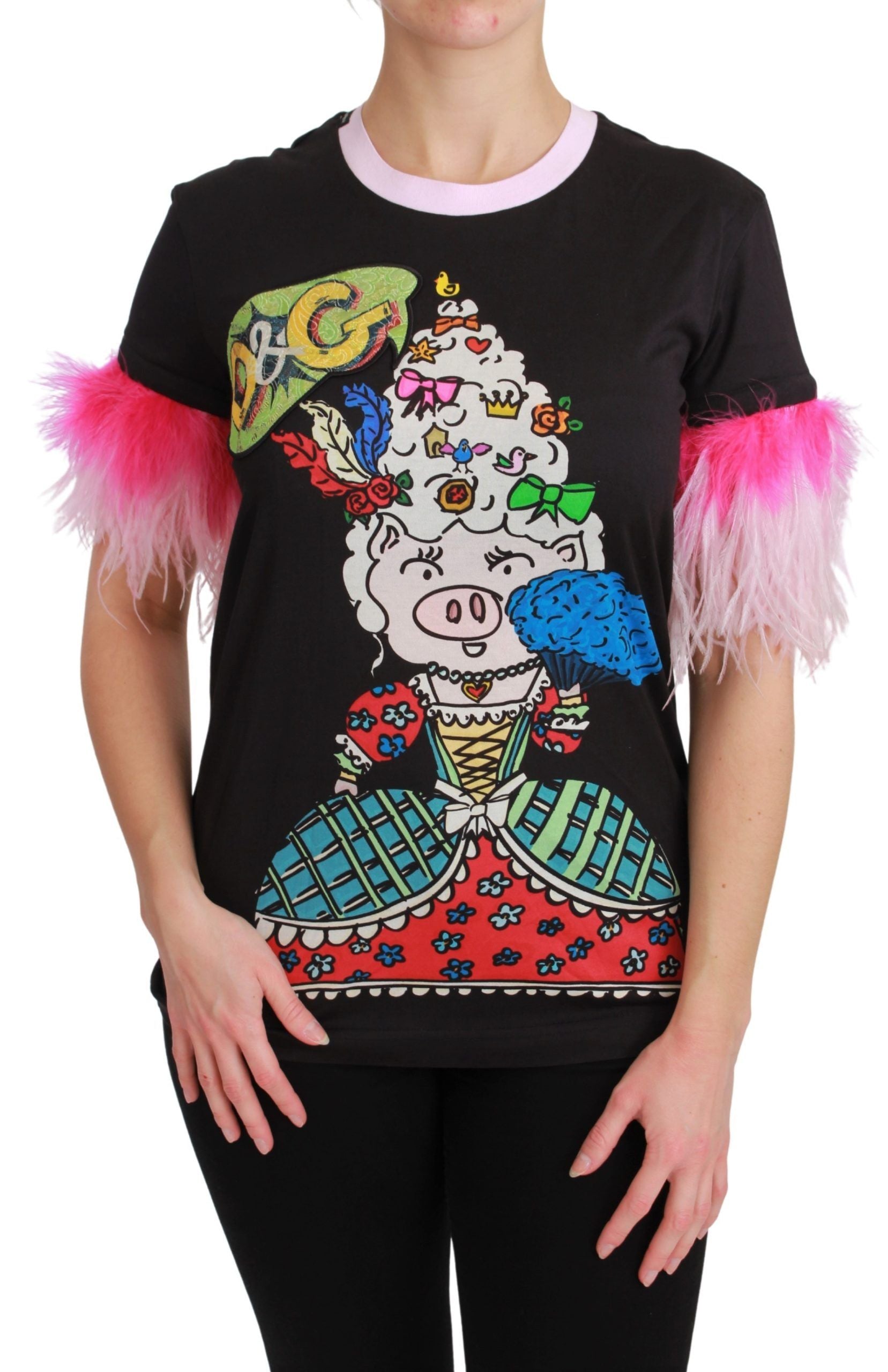 Dolce & Gabbana T-shirt in cotone nera ANNO DEL MAIALE
