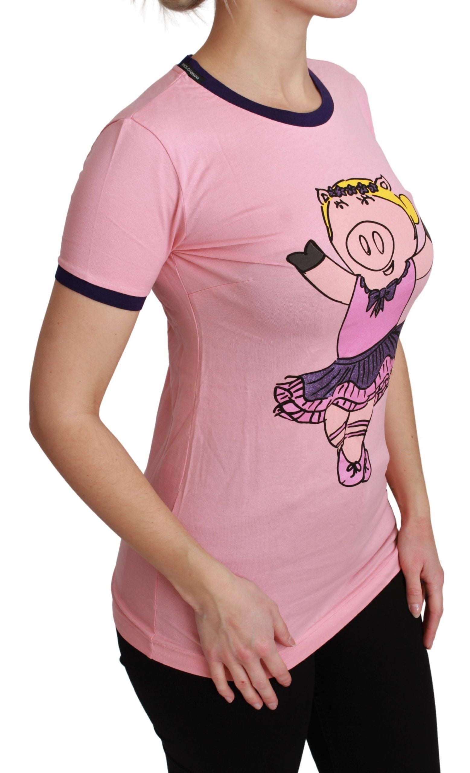 T-shirt in cotone rosa Dolce & Gabbana ANNO DEL MAIALE