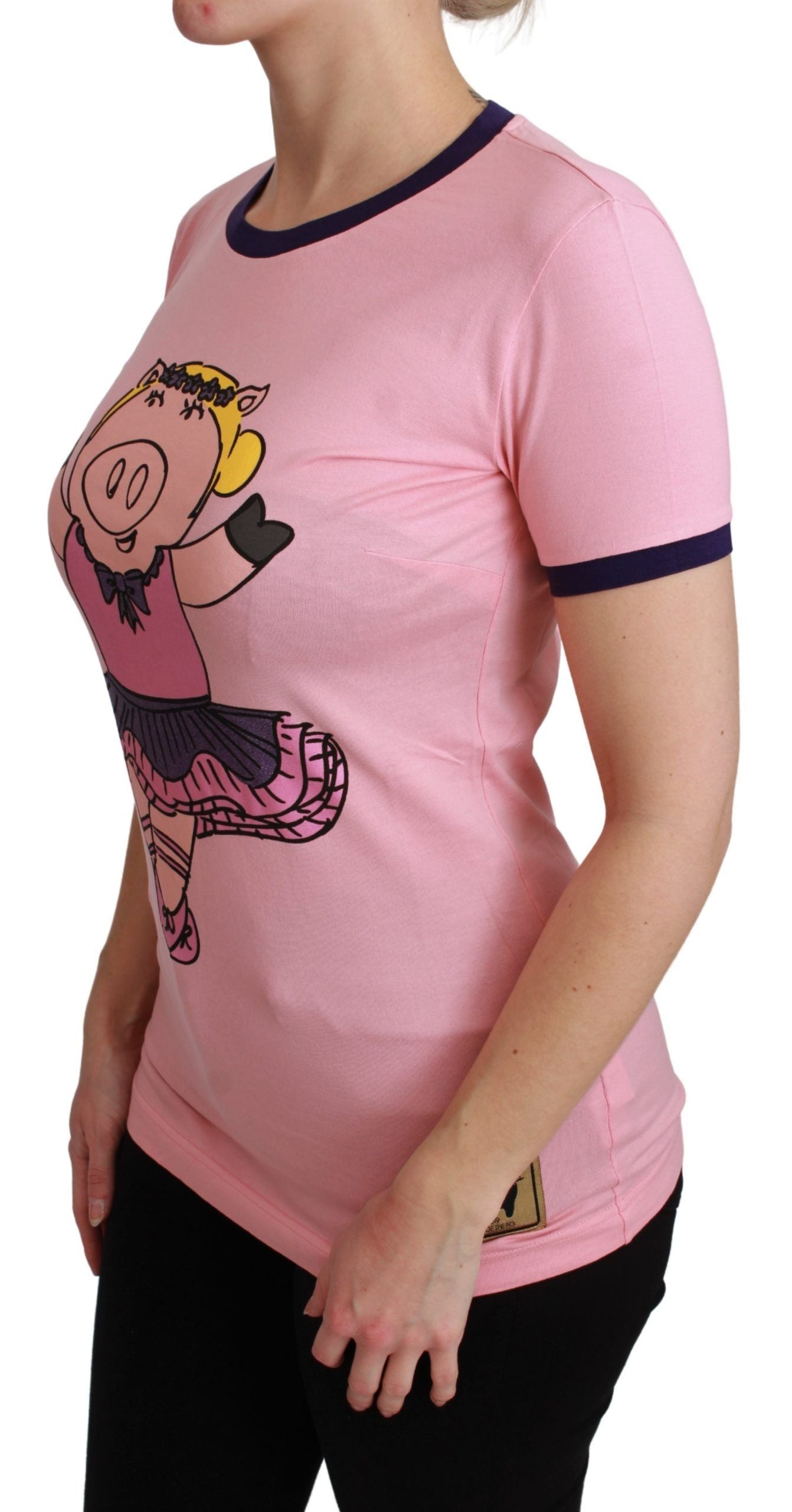 T-shirt in cotone rosa Dolce & Gabbana ANNO DEL MAIALE