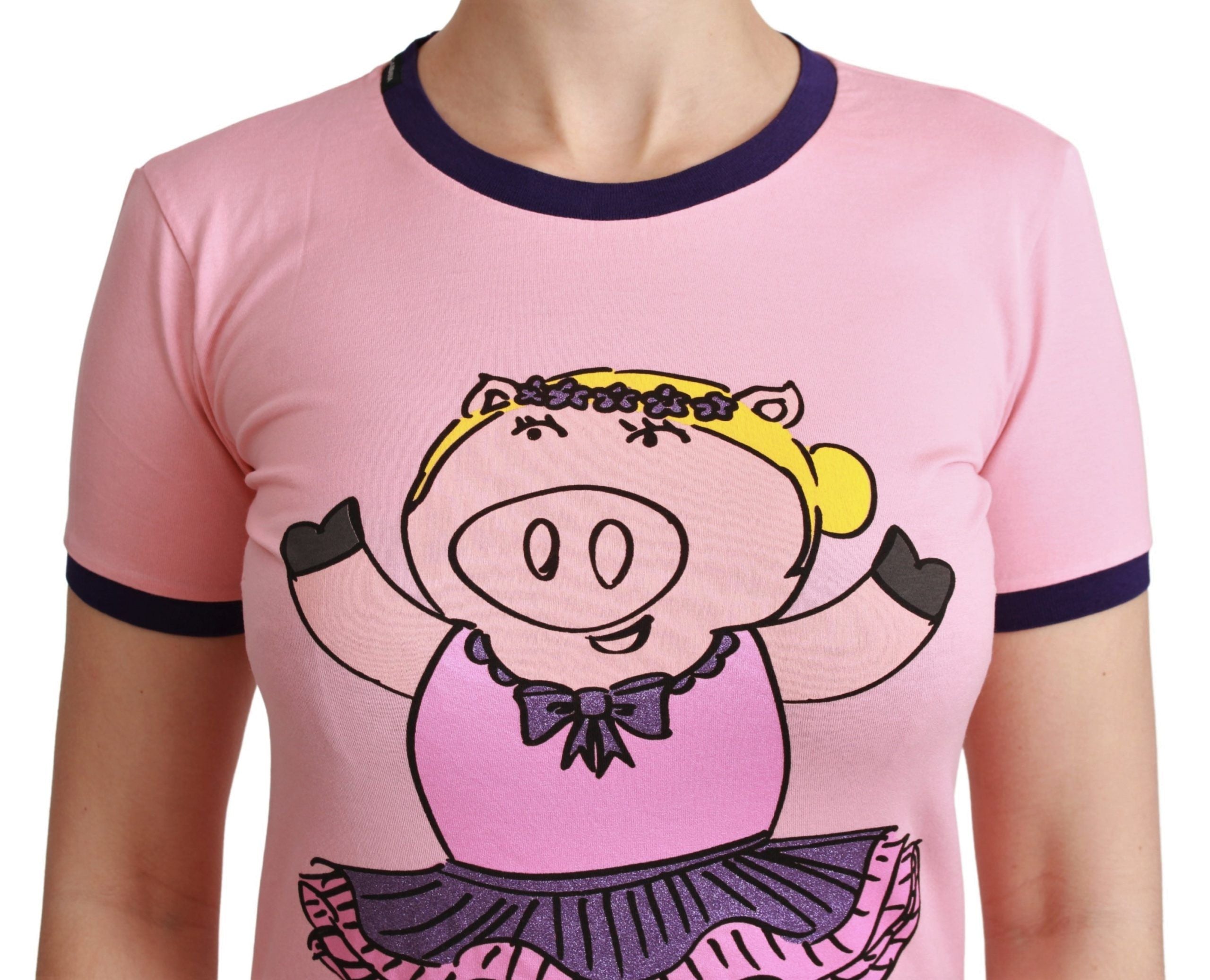 T-shirt in cotone rosa Dolce & Gabbana ANNO DEL MAIALE