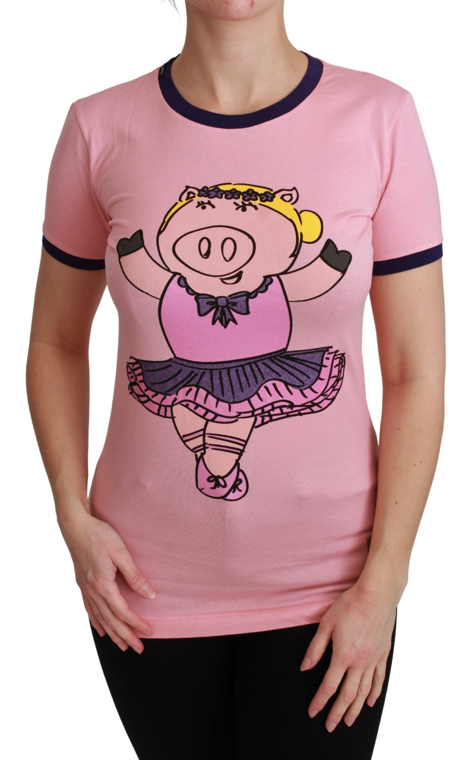 T-shirt in cotone rosa Dolce & Gabbana ANNO DEL MAIALE