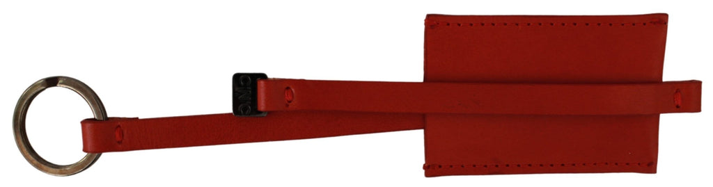 Portachiavi con logo goffrato in pelle rossa Costume National