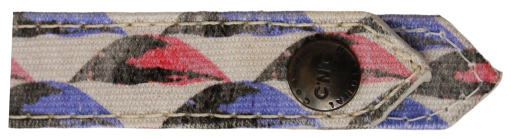 Portachiavi in tessuto con anello bianco e logo Costume National