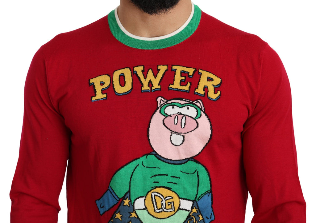 Maglione Dolce & Gabbana "Maiale dell'Anno" in Lana e Seta Rossa