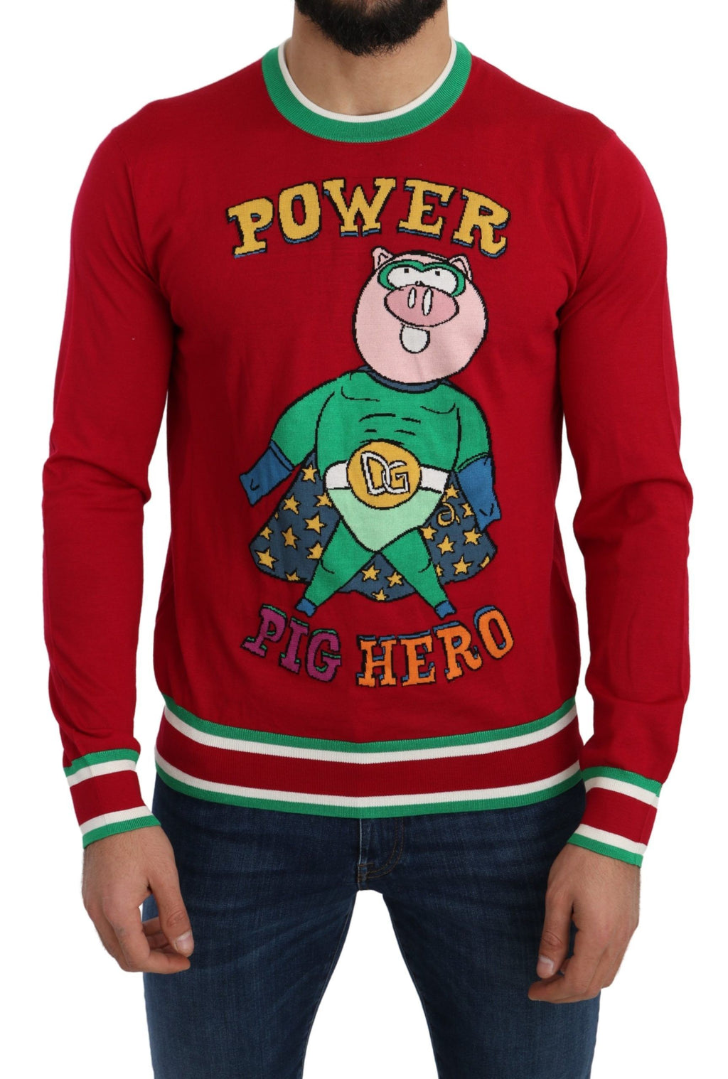 Maglione Dolce & Gabbana "Maiale dell'Anno" in Lana e Seta Rossa