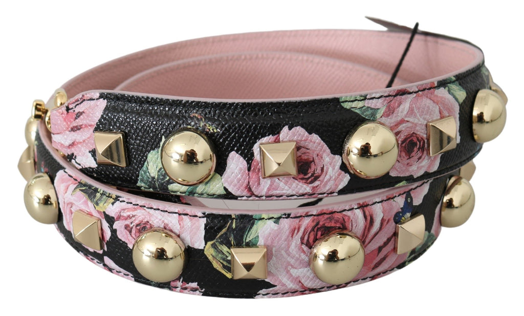 Dolce & Gabbana Tracolla in pelle rosa floreale con borchie