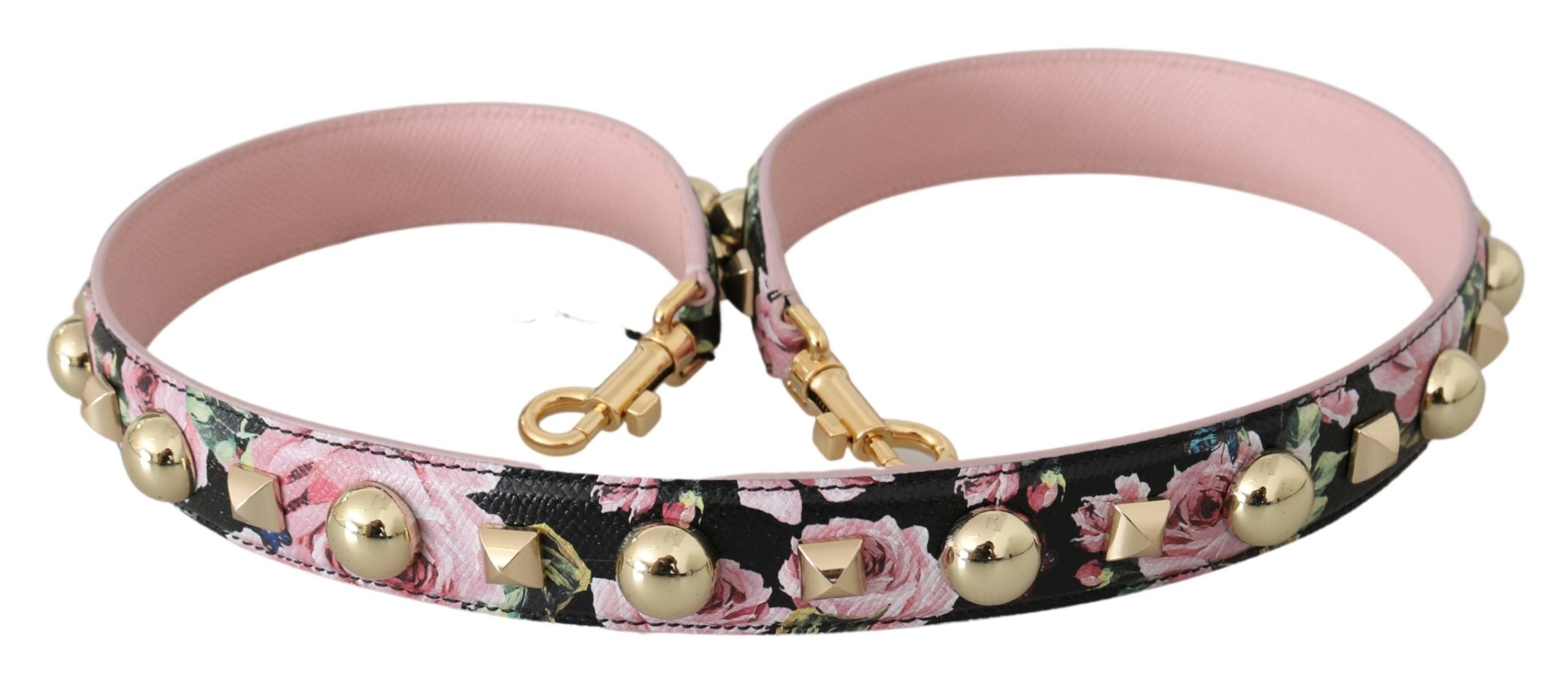 Dolce & Gabbana Tracolla in pelle rosa floreale con borchie