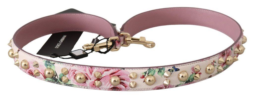Dolce & Gabbana Tracolla Accessorio in Pelle Rosa Floreale con Borchie