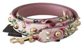 Dolce & Gabbana Tracolla Accessorio in Pelle Rosa Floreale con Borchie