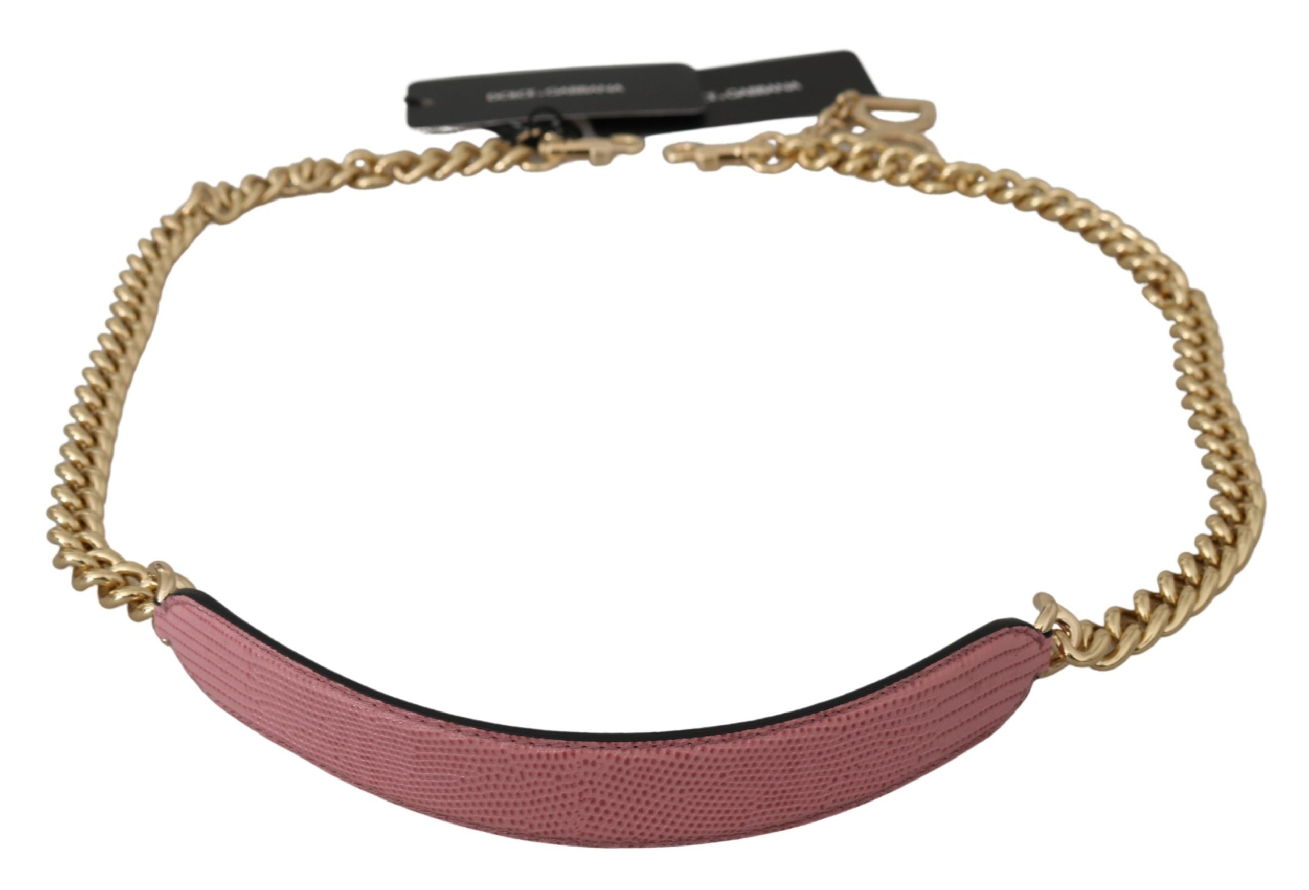 Tracolla Dolce & Gabbana in pelle rosa con accessorio a catena dorata
