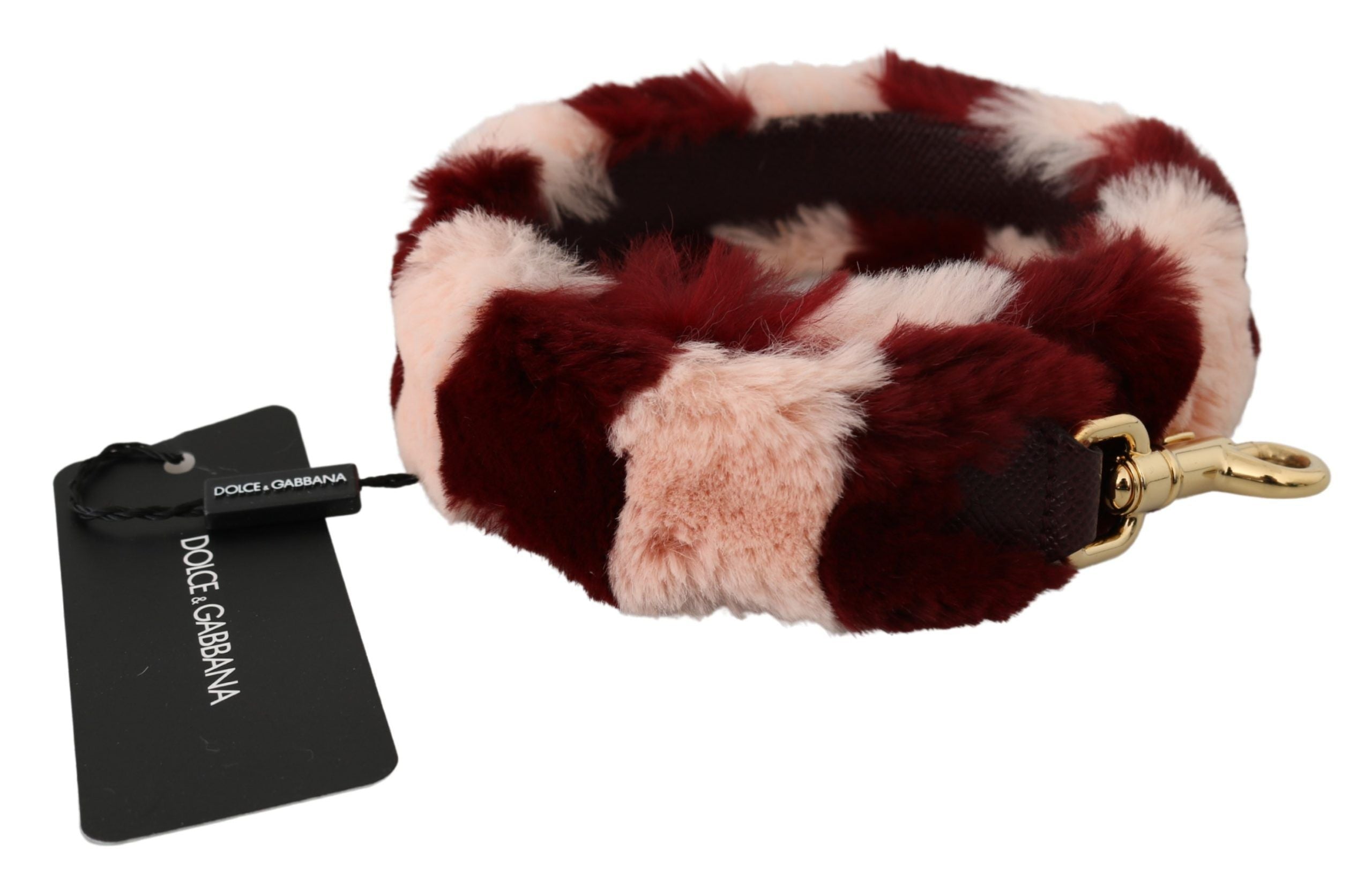 Tracolla accessoria Dolce & Gabbana in pelliccia di lapin rosa rossa