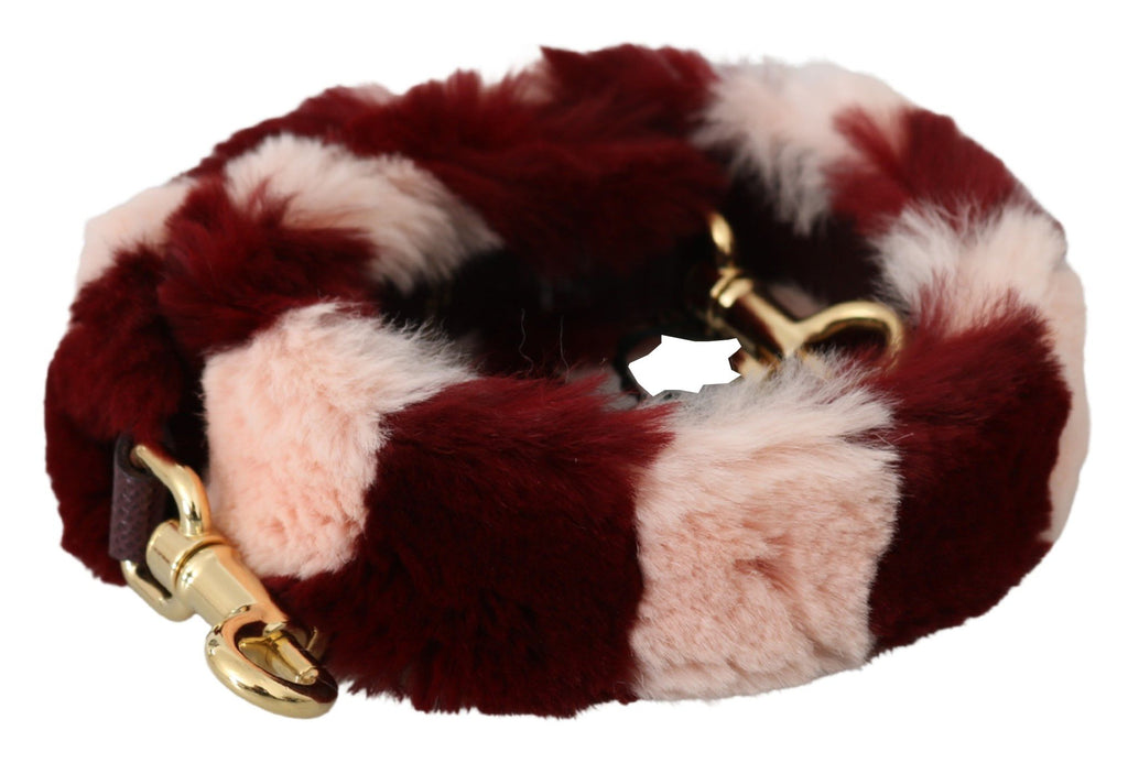 Tracolla accessoria Dolce & Gabbana in pelliccia di lapin rosa rossa