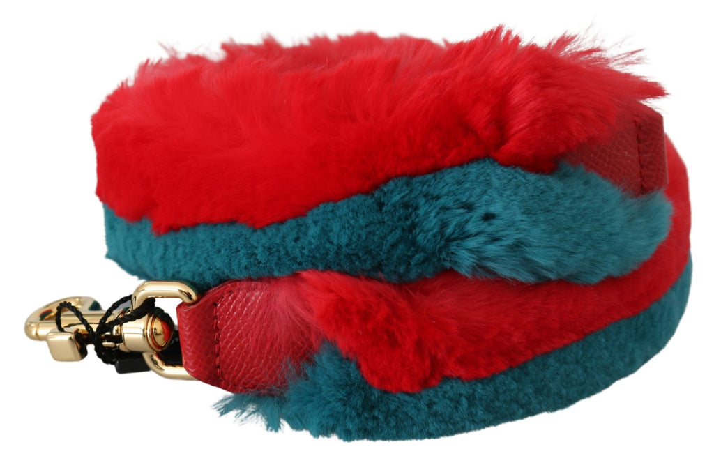 Dolce & Gabbana Tracolla in pelle con pelliccia di coniglio rossa e blu