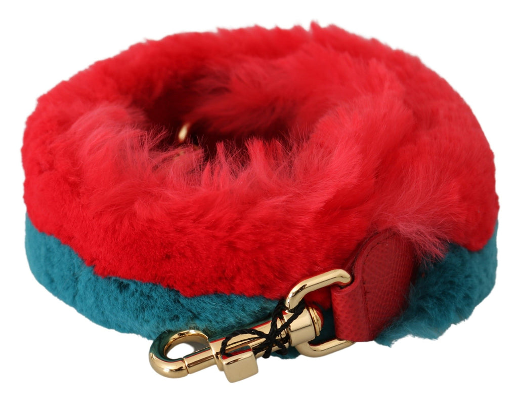 Dolce & Gabbana Tracolla in pelle con pelliccia di coniglio rossa e blu