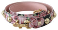 Dolce & Gabbana Tracolla in Tessuto Floreale Rosa con Borchie Dorate