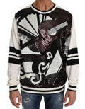 Maglione Dolce & Gabbana Bianco Jazz Con Paillettes A Forma Di Chitarra