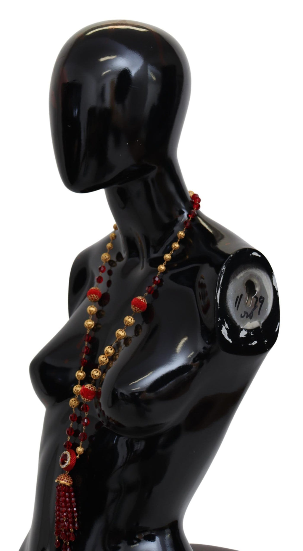 Dolce & Gabbana Collana in Ottone Tonalità Oro con Ciondolo in Cristalli Rossi e Catena Opera