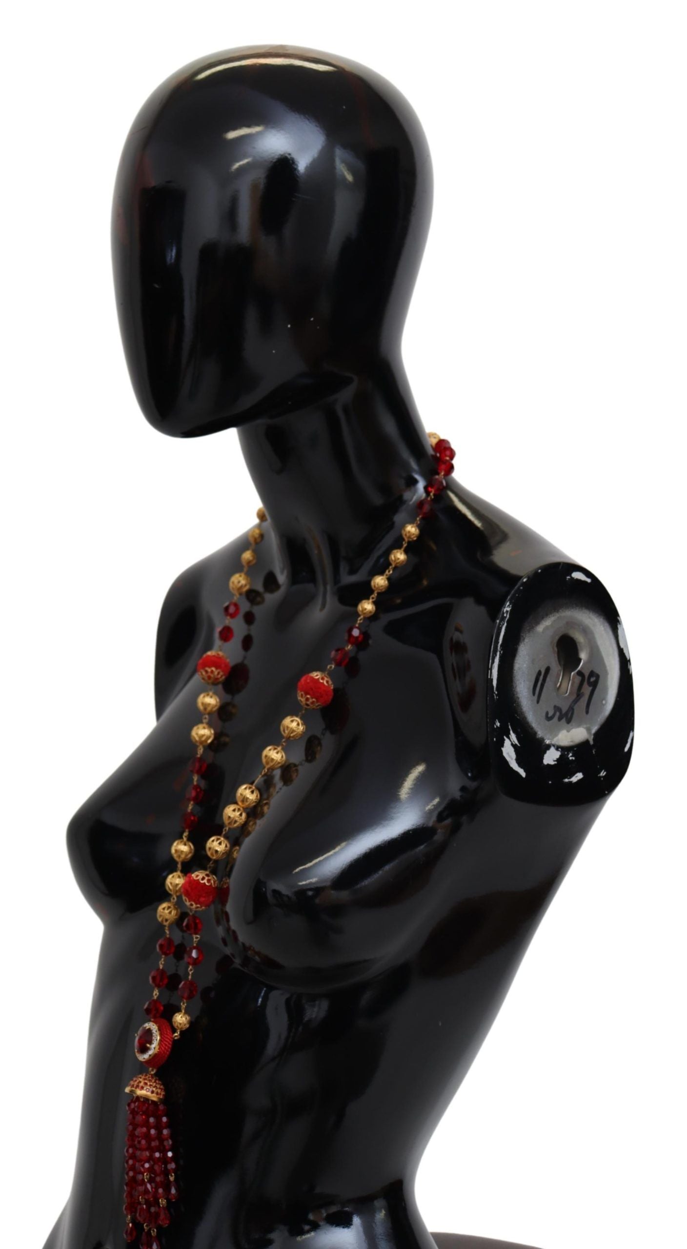 Dolce & Gabbana Collana in Ottone Tonalità Oro con Ciondolo in Cristalli Rossi e Catena Opera