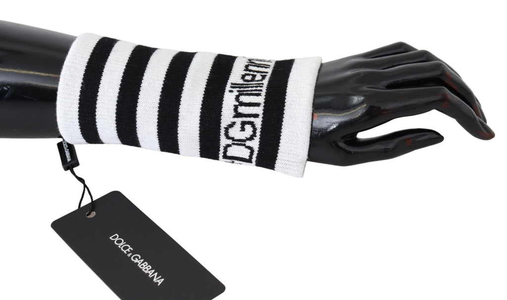 Dolce & Gabbana Polsino Avvolgente in Lana Bianco Nero DGMillennials