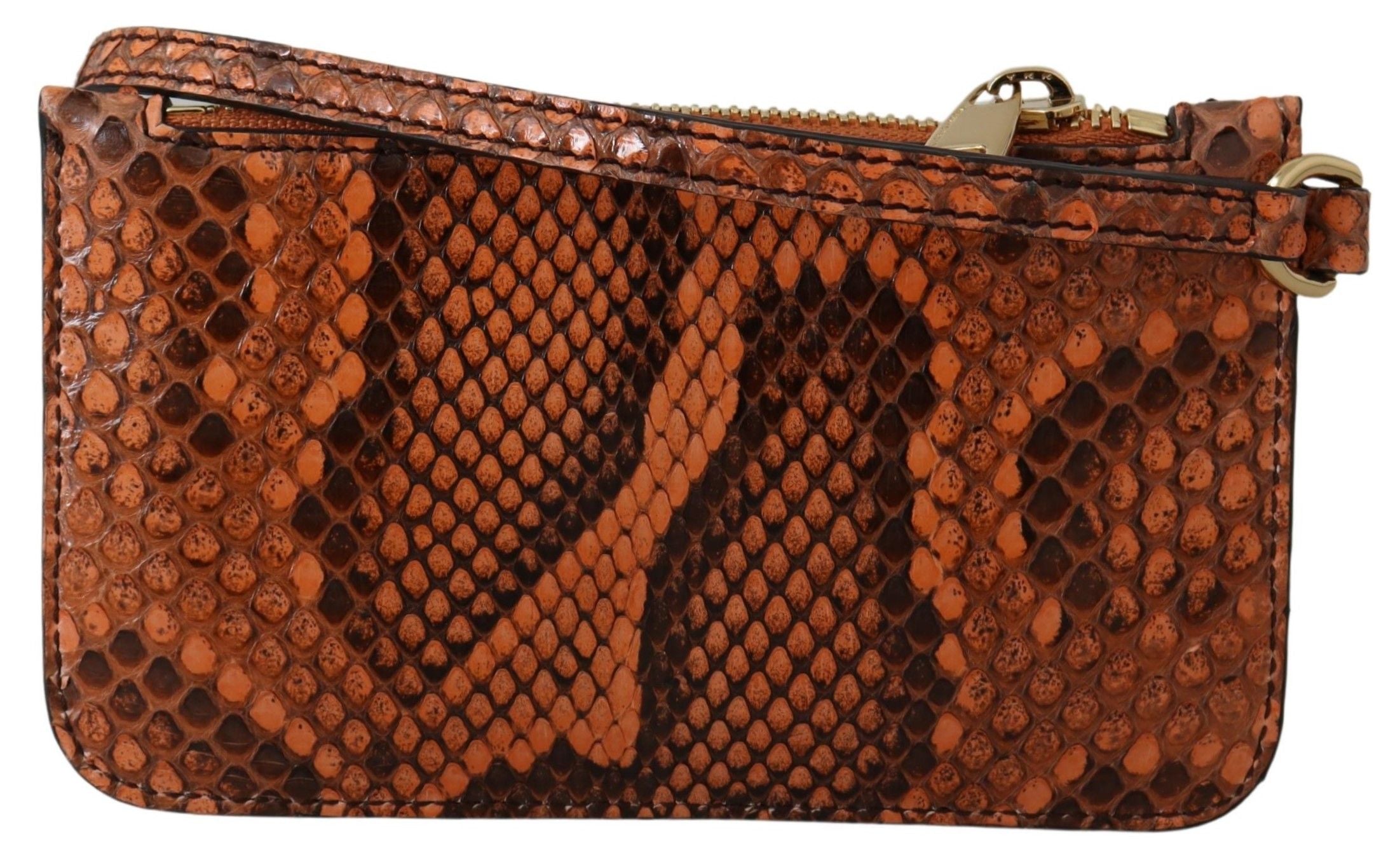 Dolce & Gabbana Portamonete con zip da polso in pelle marrone con specchio AGNESE