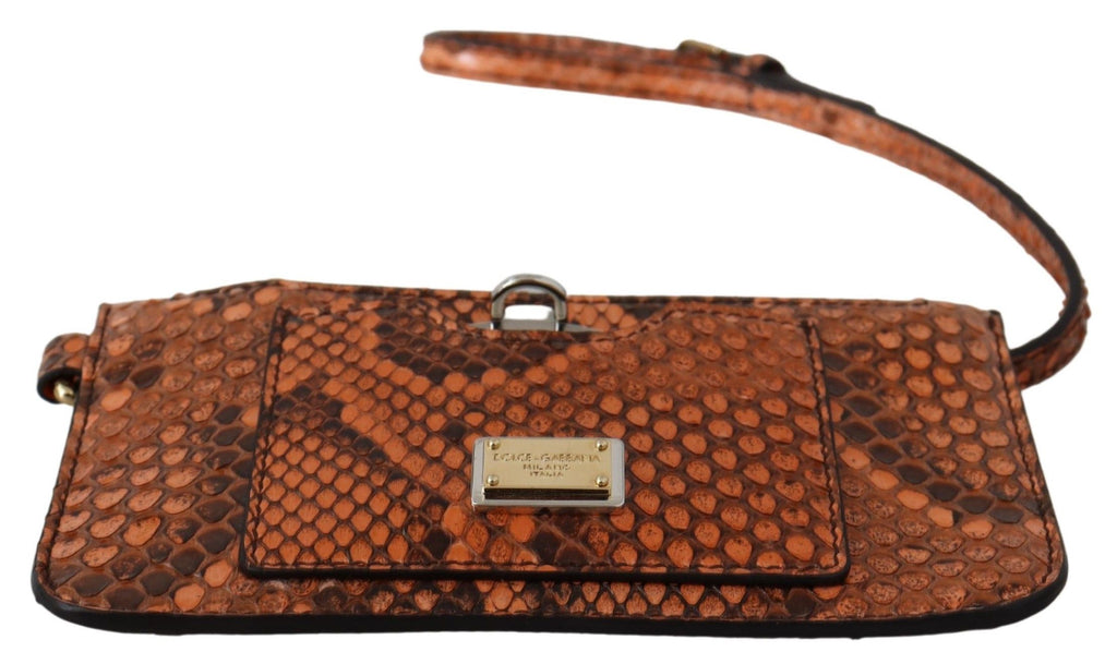 Dolce & Gabbana Portamonete con zip da polso in pelle marrone con specchio AGNESE
