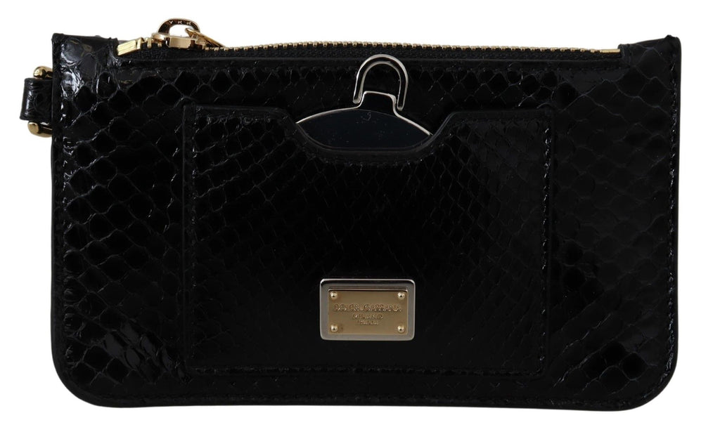 Dolce & Gabbana Portamonete in Pelle Nera da Polso con Specchio Agnese