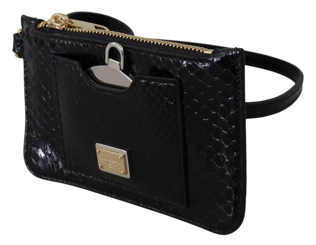 Dolce & Gabbana Portamonete in Pelle Nera da Polso con Specchio Agnese