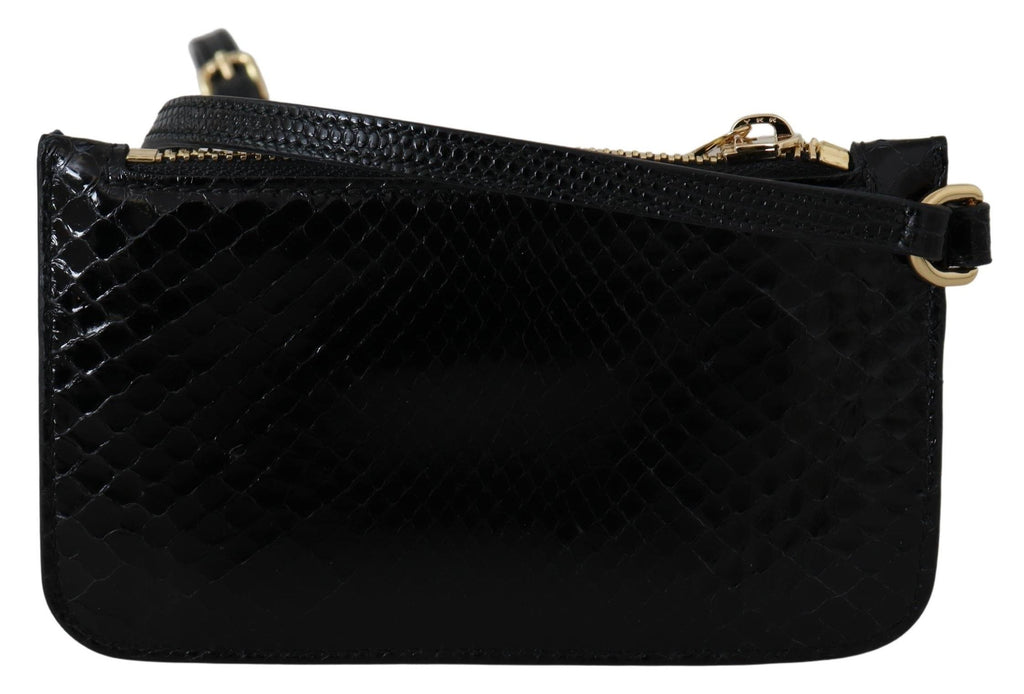 Dolce & Gabbana Portamonete in Pelle Nera da Polso con Specchio Agnese