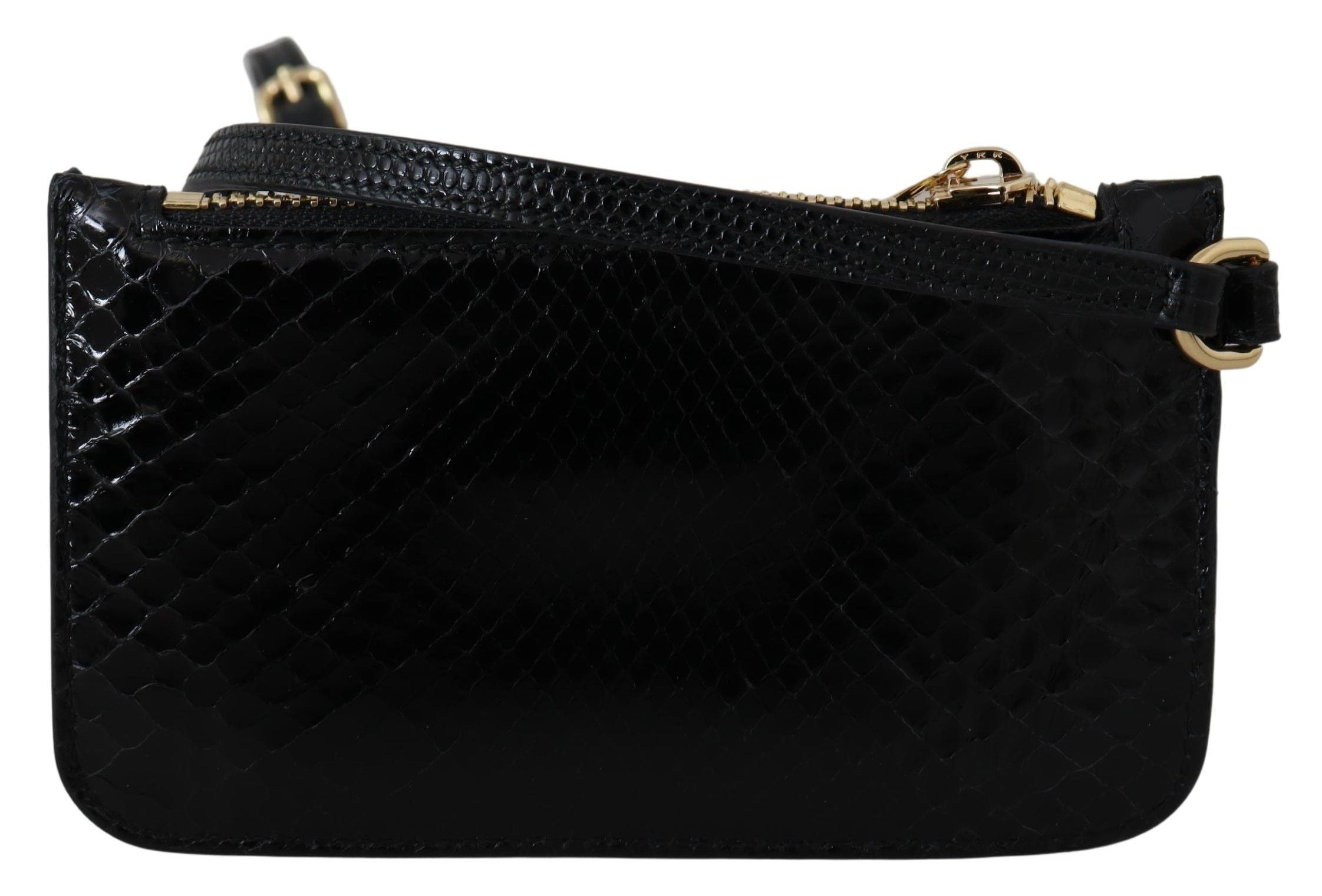 Dolce & Gabbana Portamonete in Pelle Nera da Polso con Specchio Agnese