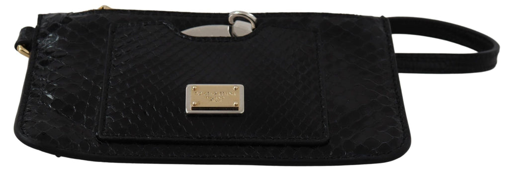 Dolce & Gabbana Portamonete in Pelle Nera da Polso con Specchio Agnese