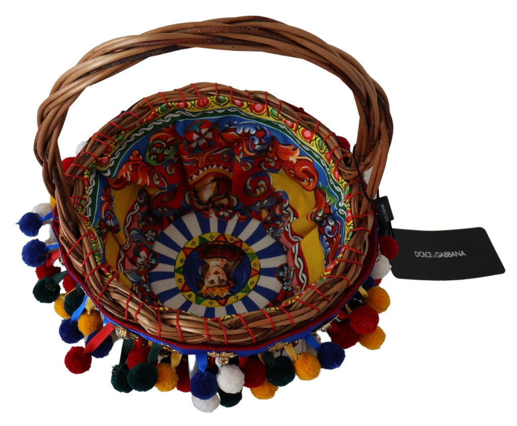 Borsa tote Dolce & Gabbana Agnese in cotone multicolore impreziosita