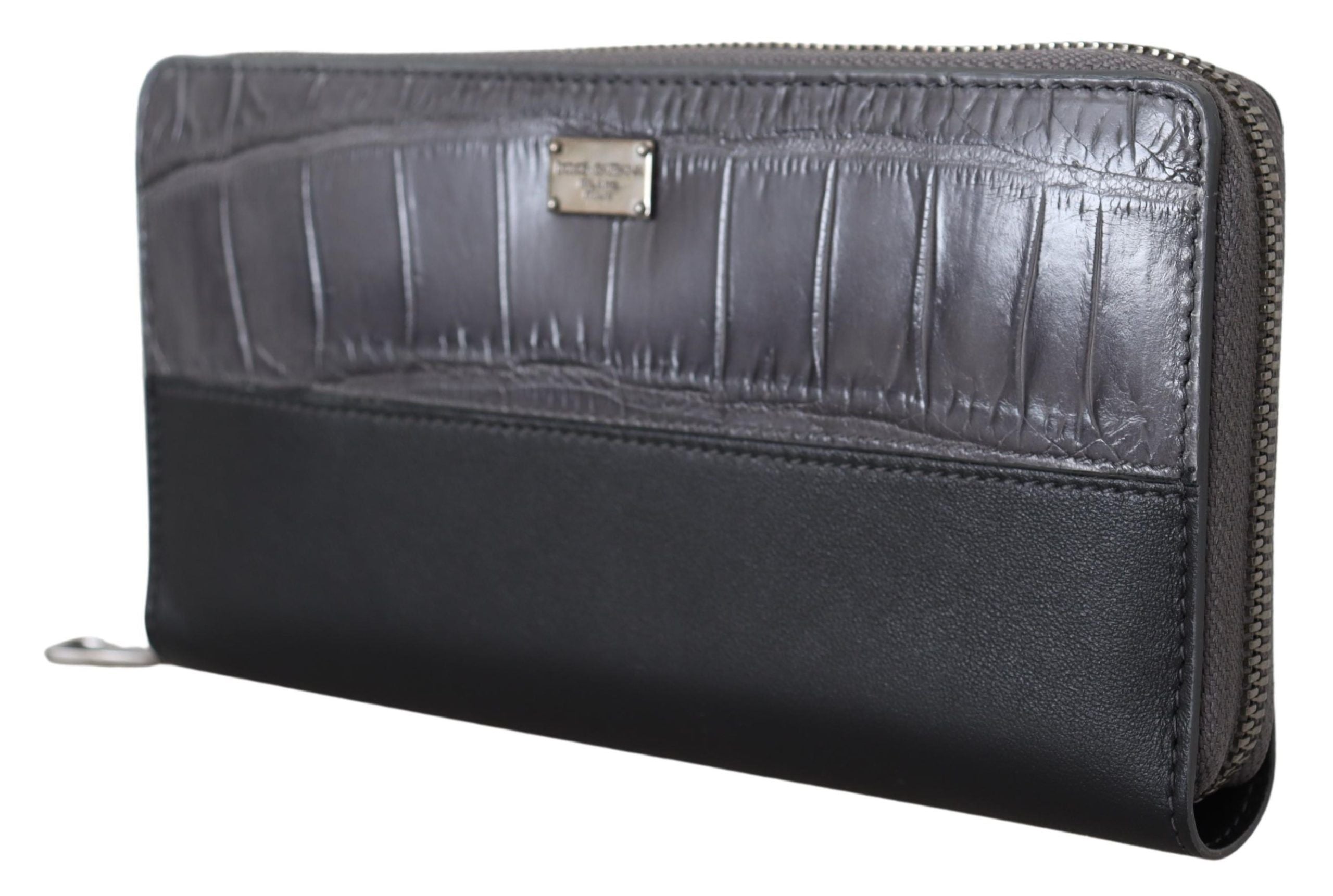 Portafoglio Continental con cerniera perimetrale in pelle nero Dolce & Gabbana