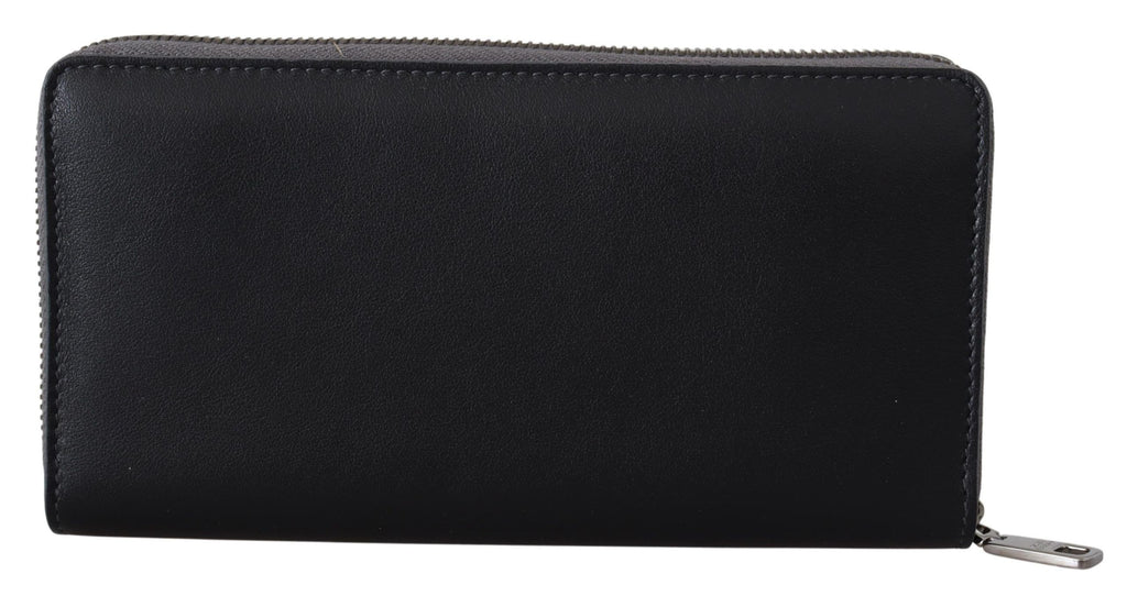 Portafoglio Continental con cerniera perimetrale in pelle nero Dolce & Gabbana