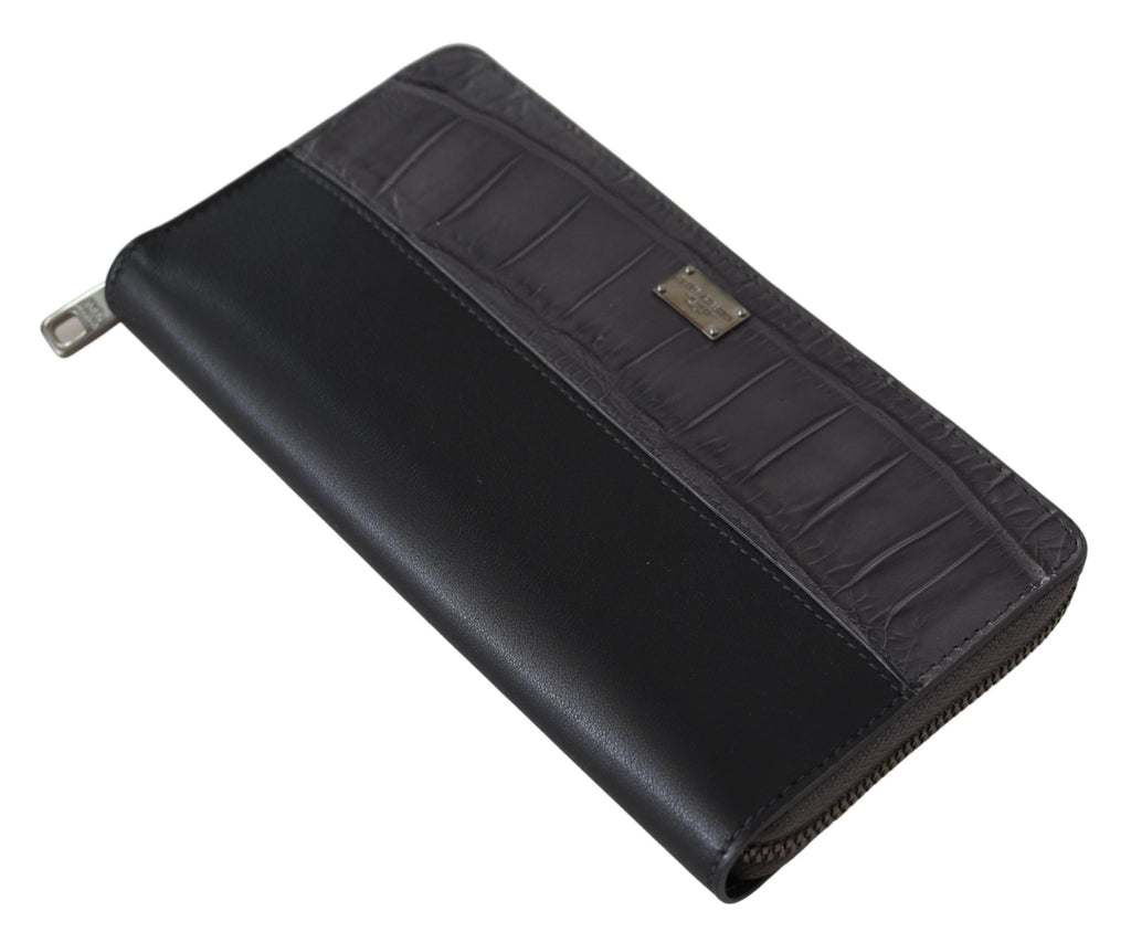 Portafoglio Continental con cerniera perimetrale in pelle nero Dolce & Gabbana
