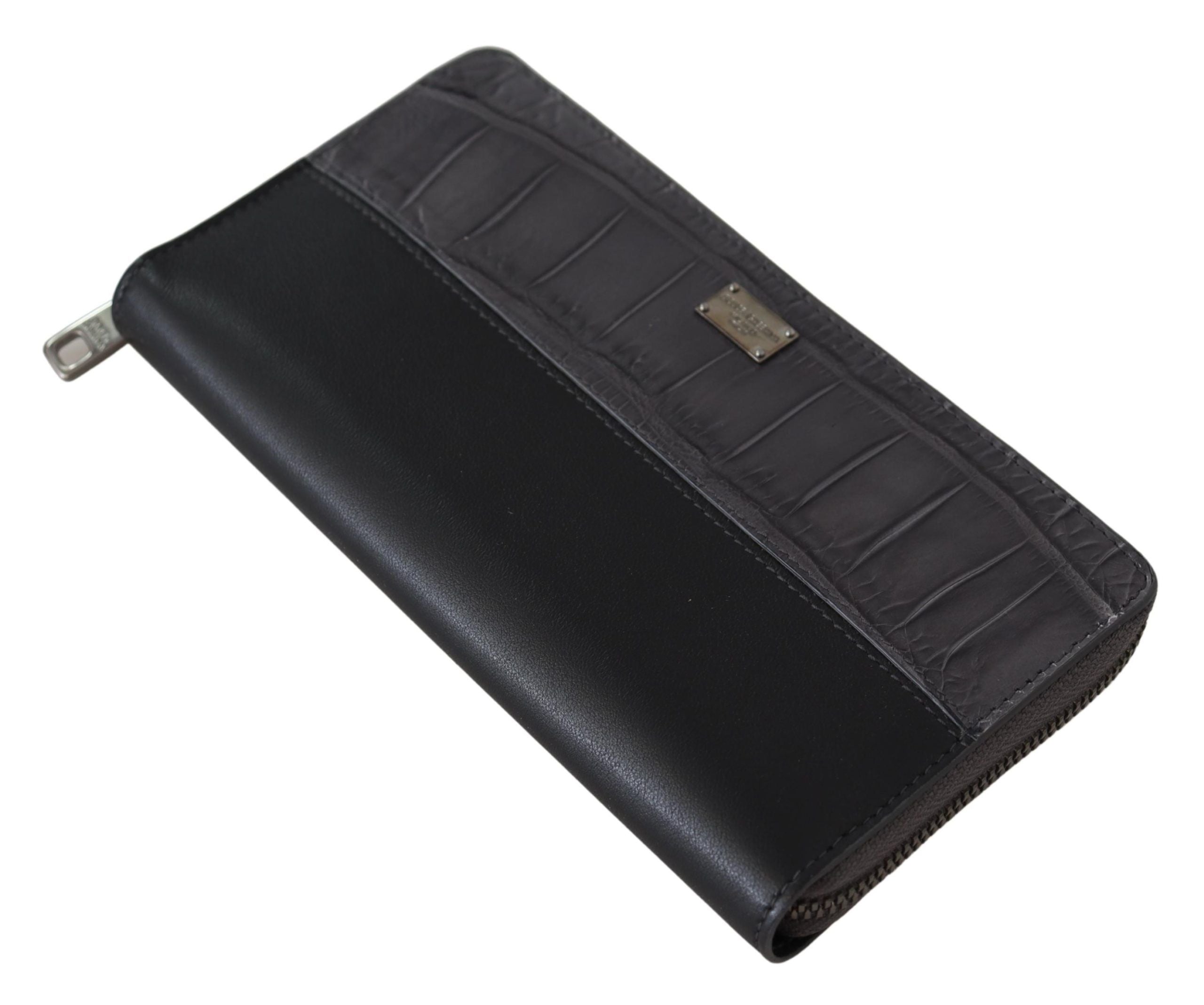 Portafoglio Continental con cerniera perimetrale in pelle nero Dolce & Gabbana