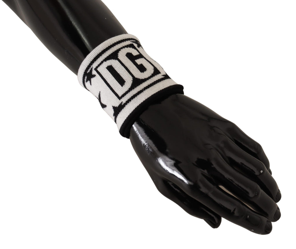 Dolce & Gabbana Polsino #DGMILLENNIALS in lana bianco nero con logo