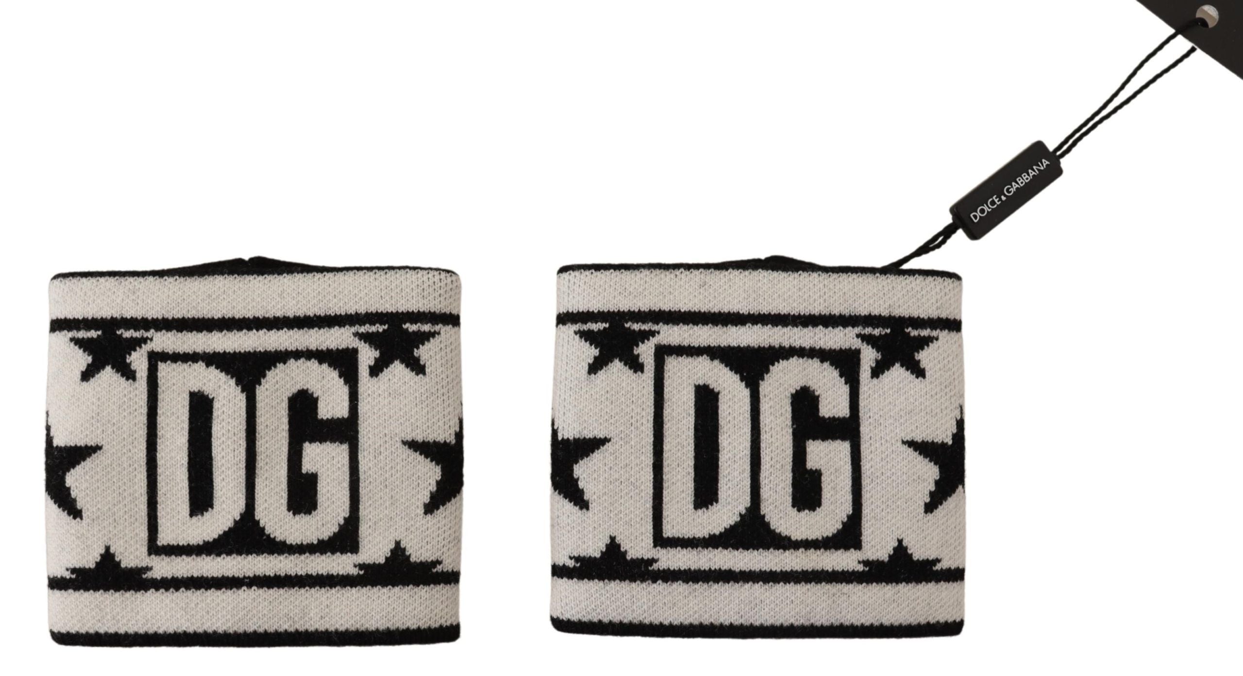 Dolce & Gabbana Polsino #DGMILLENNIALS in lana bianco nero con logo