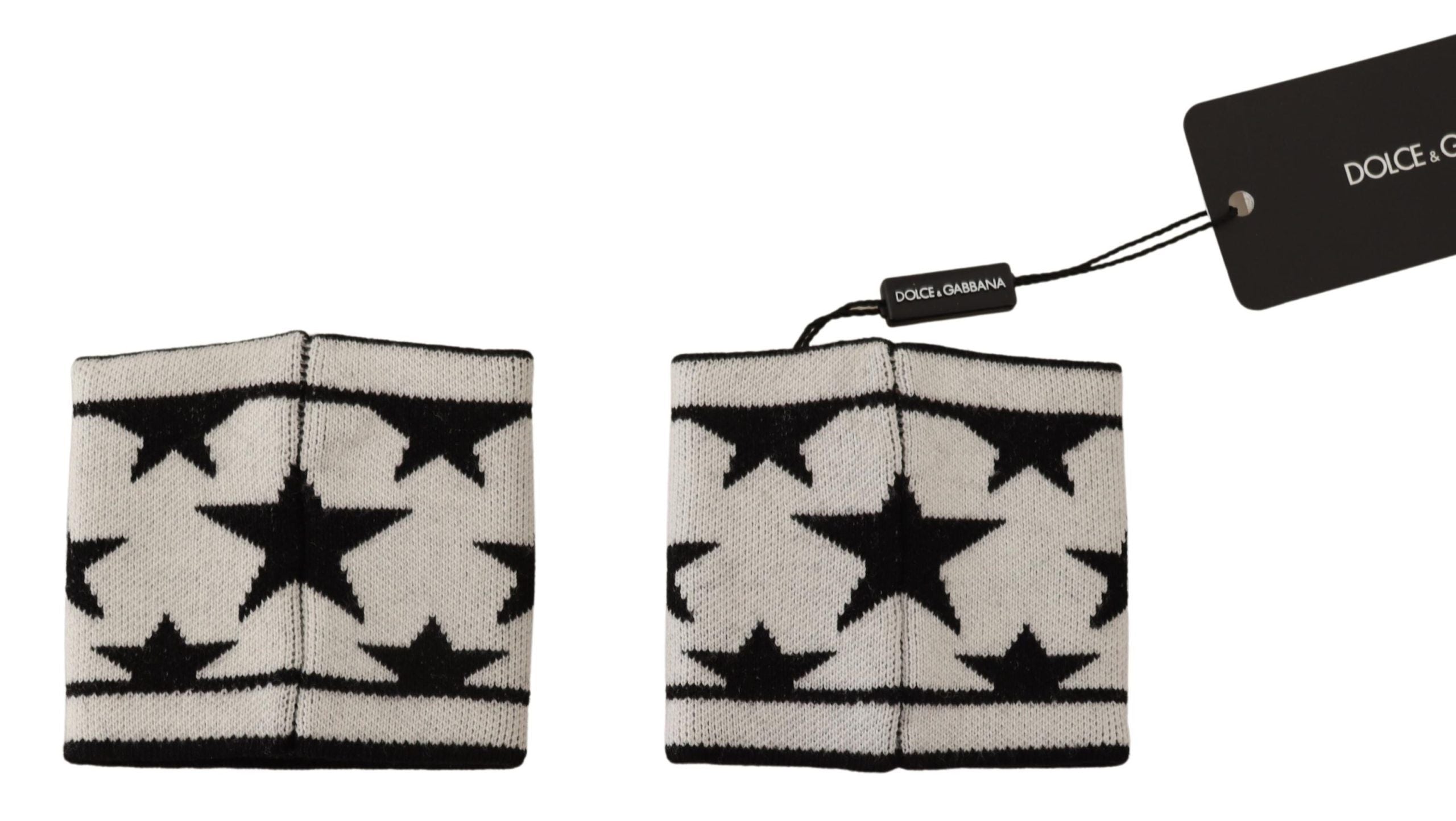 Dolce & Gabbana Polsino #DGMILLENNIALS in lana bianco nero con logo